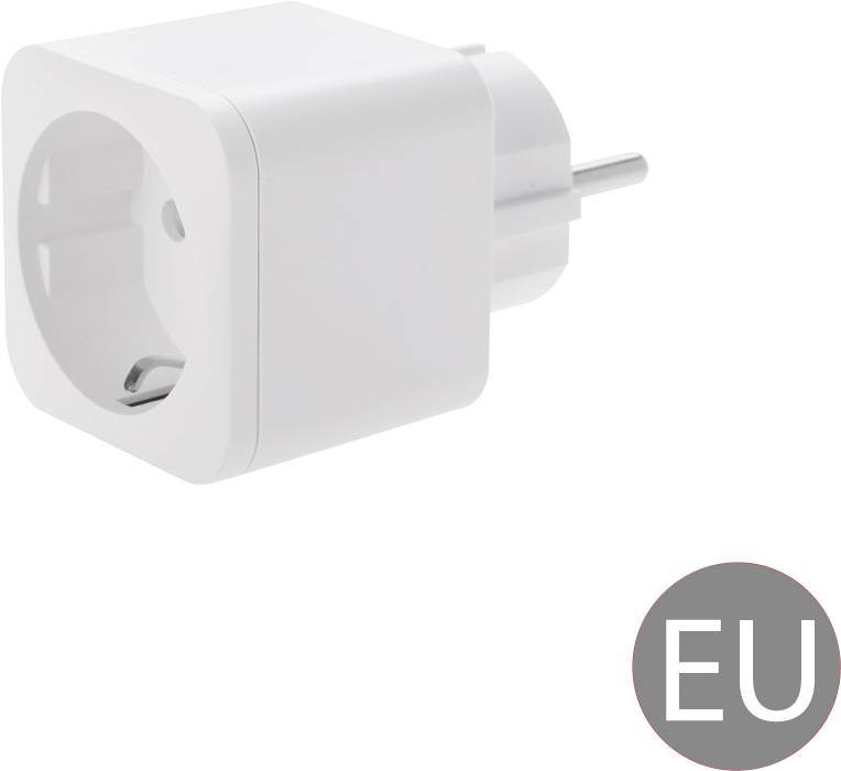 Ein weißer EU-Steckdosenadapter mit runder Form.