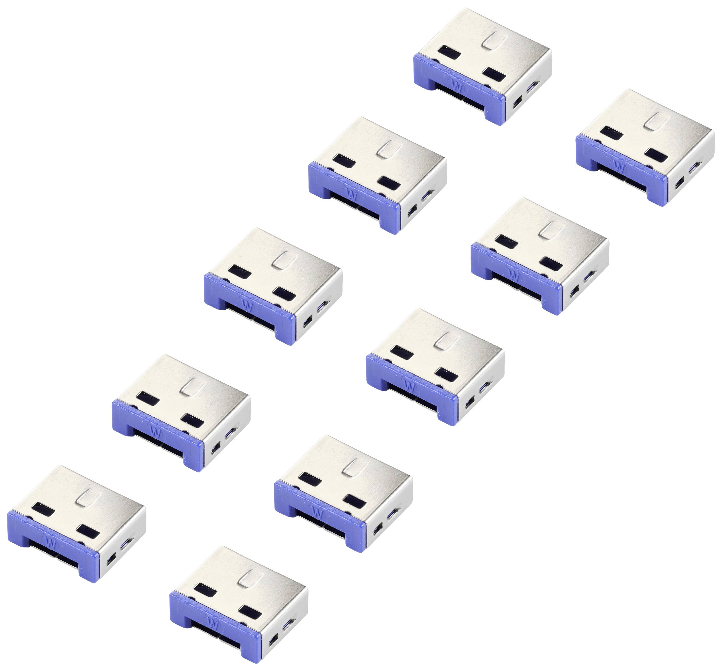 Renkforce USB-A Port Schloss RF-4695230 10er Set Silber-Blau RF-4695230