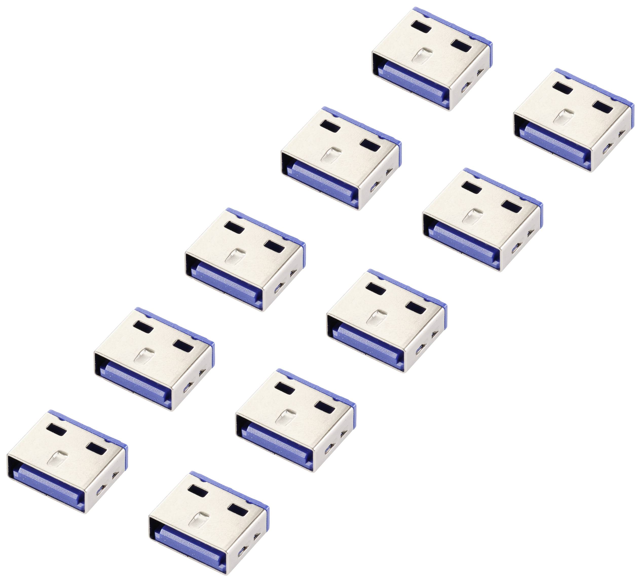 Renkforce USB-A Port Schloss RF-4695230 10er Set Silber-Blau RF-4695230