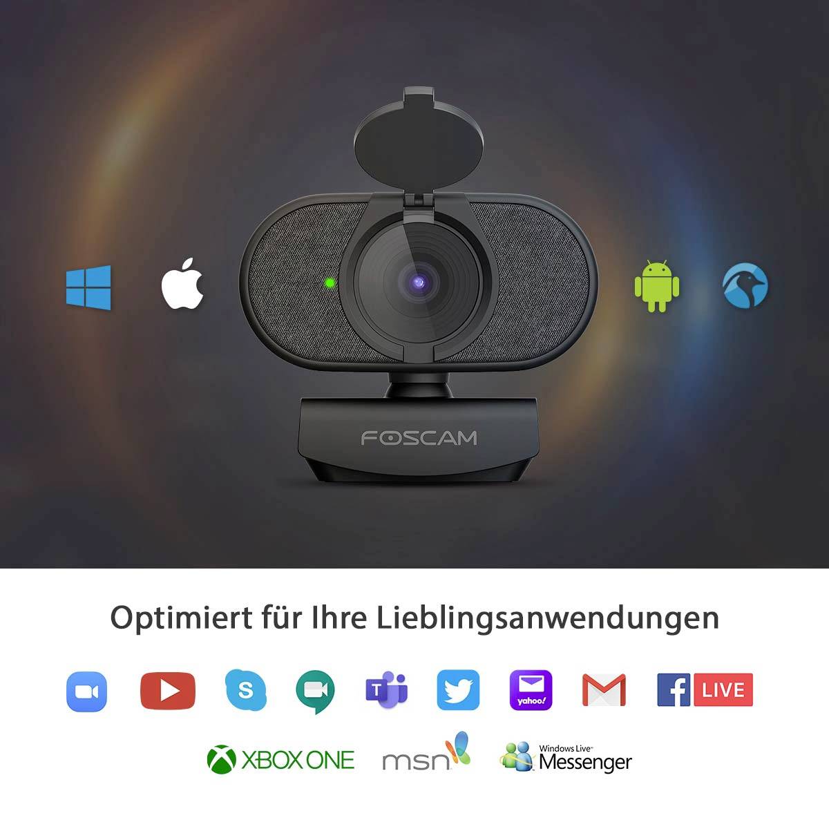Foscam W25 Full HD-Webcam 1920 x 1080 Pixel Klemm-Halterung, Standfuß