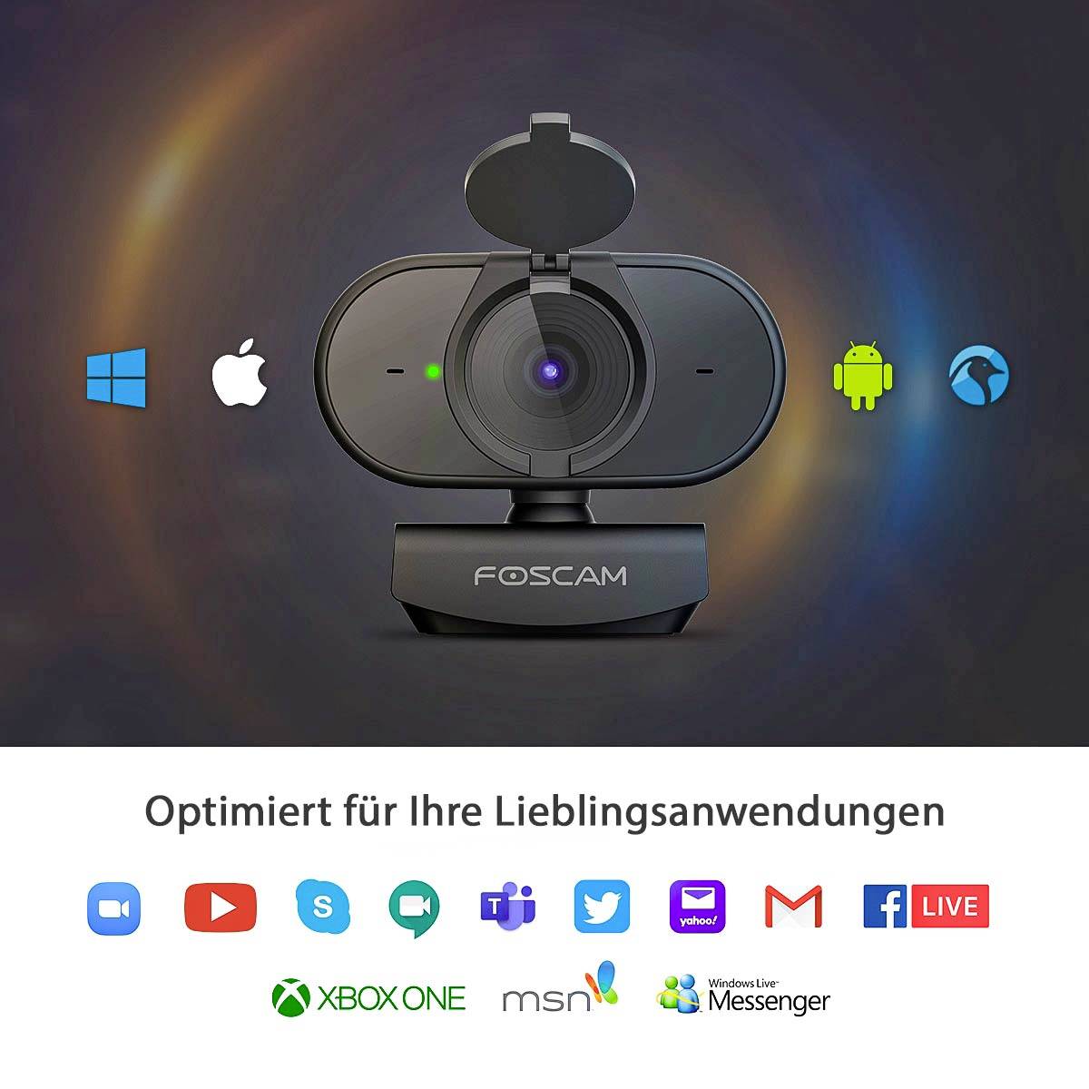 Foscam W41 Full HD-Webcam 2688 x 1520 Pixel Klemm-Halterung, Standfuß