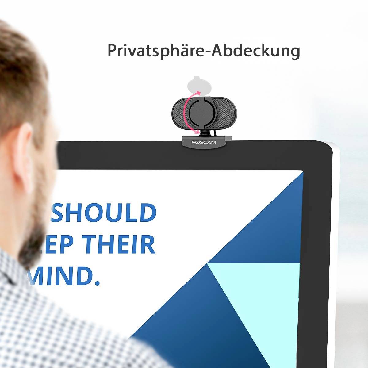 Foscam W81 4K-Webcam 3840 x 2160 Pixel Klemm-Halterung, Standfuß