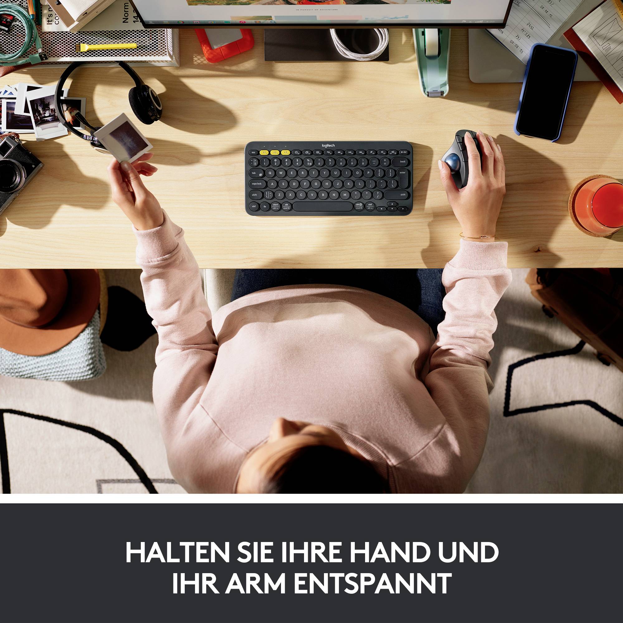 Logitech ERGO M575 Trackball Funk Optisch Weiß 5 Tasten 2000 dpi Ergonomisch