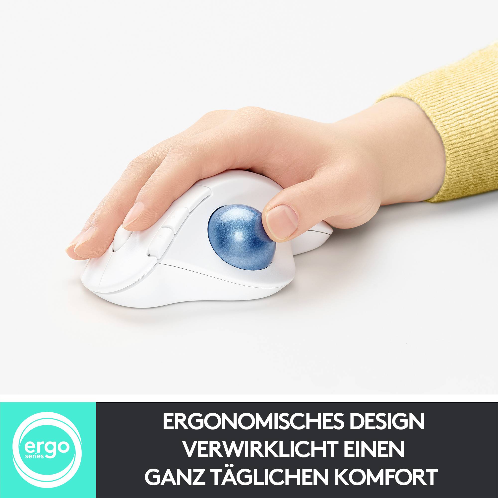 Logitech ERGO M575 Trackball Funk Optisch Weiß 5 Tasten 2000 dpi Ergonomisch