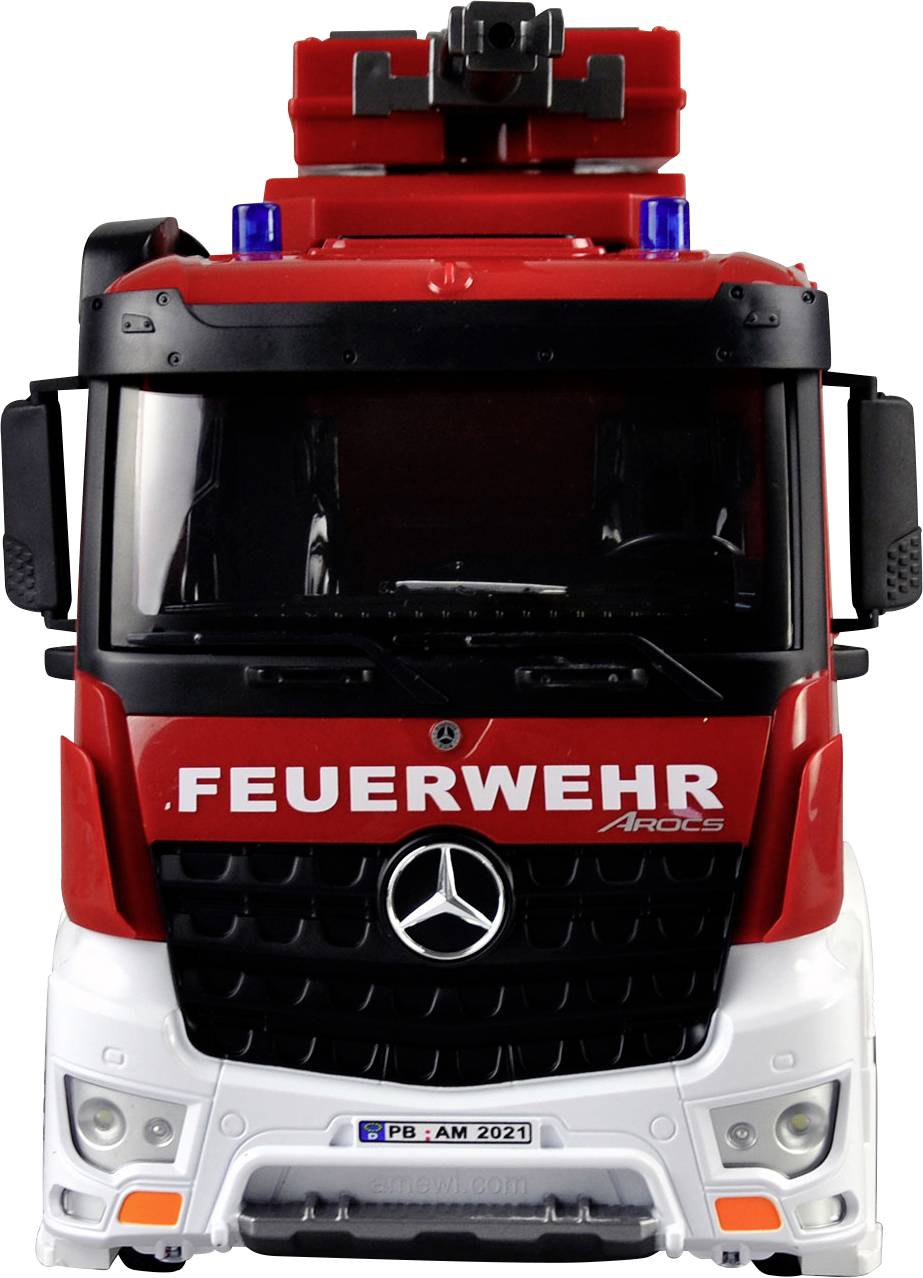 Amewi 22503 Mercedes Benz Feuerwehr-Löschfahrzeug - Lizenzfahrzeug 1:18 RC Modell-LKW 100% RtR inkl. Akku und Ladekabel