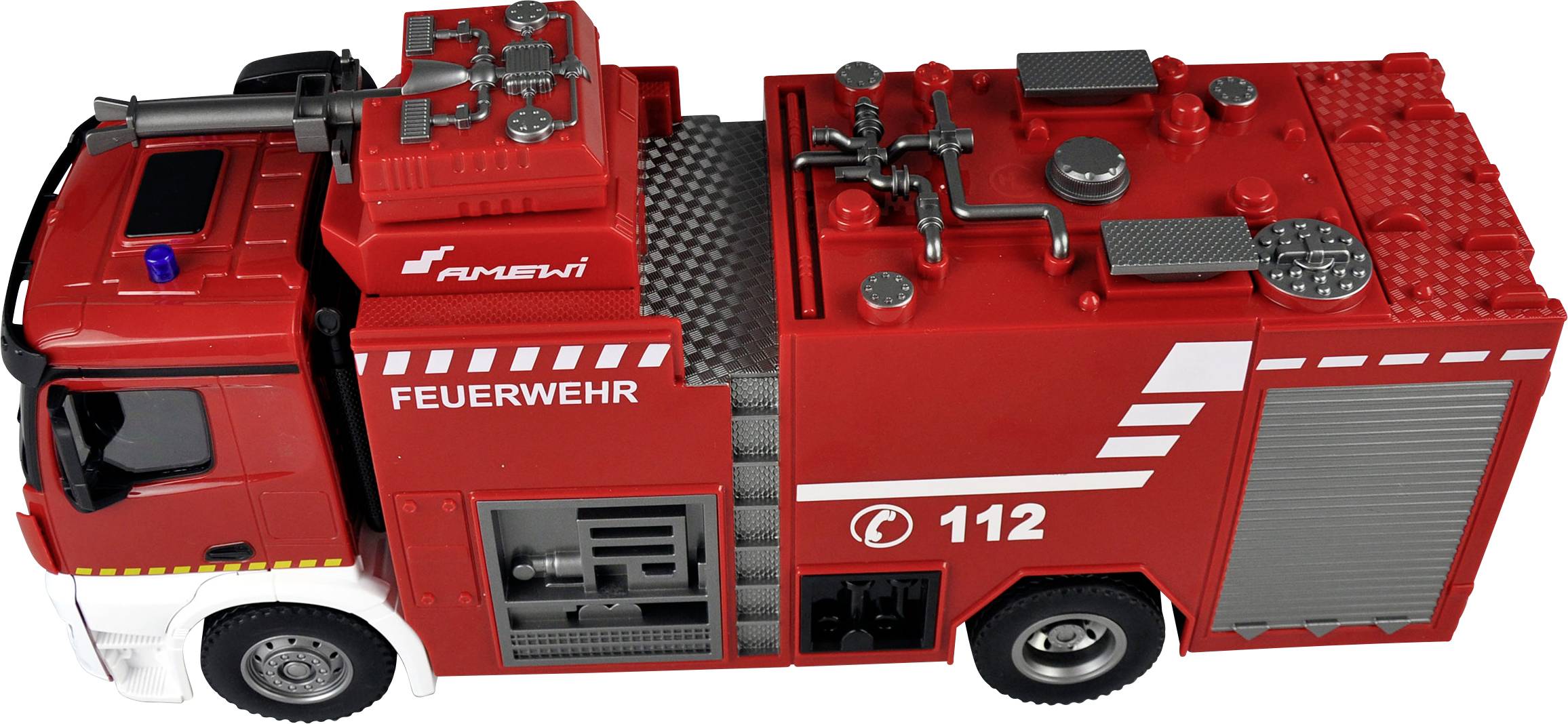 Amewi 22503 Mercedes Benz Feuerwehr-Löschfahrzeug - Lizenzfahrzeug 1:18 RC Modell-LKW 100% RtR inkl. Akku und Ladekabel