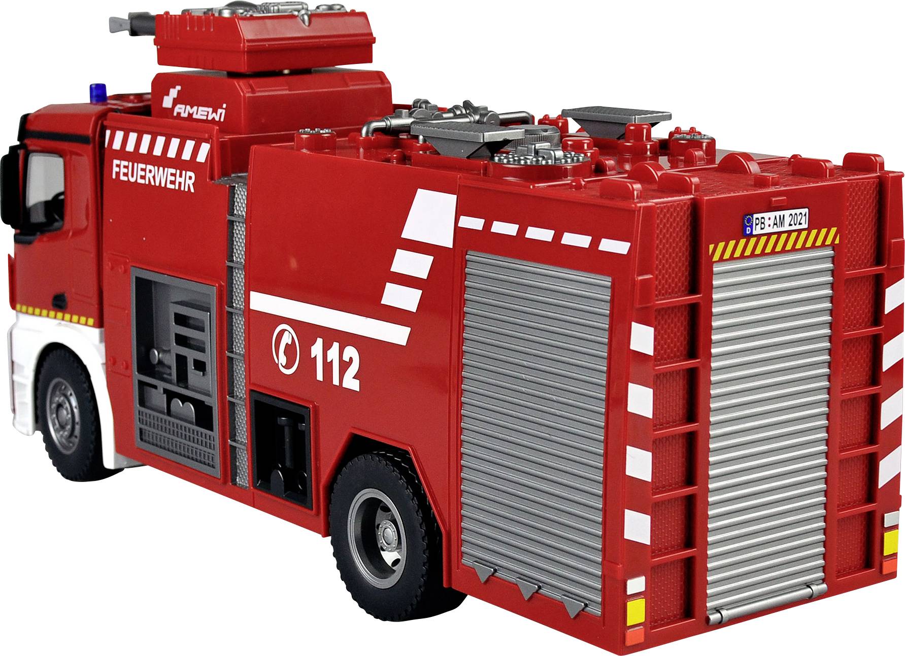 Amewi 22503 Mercedes Benz Feuerwehr-Löschfahrzeug - Lizenzfahrzeug 1:18 RC Modell-LKW 100% RtR inkl. Akku und Ladekabel