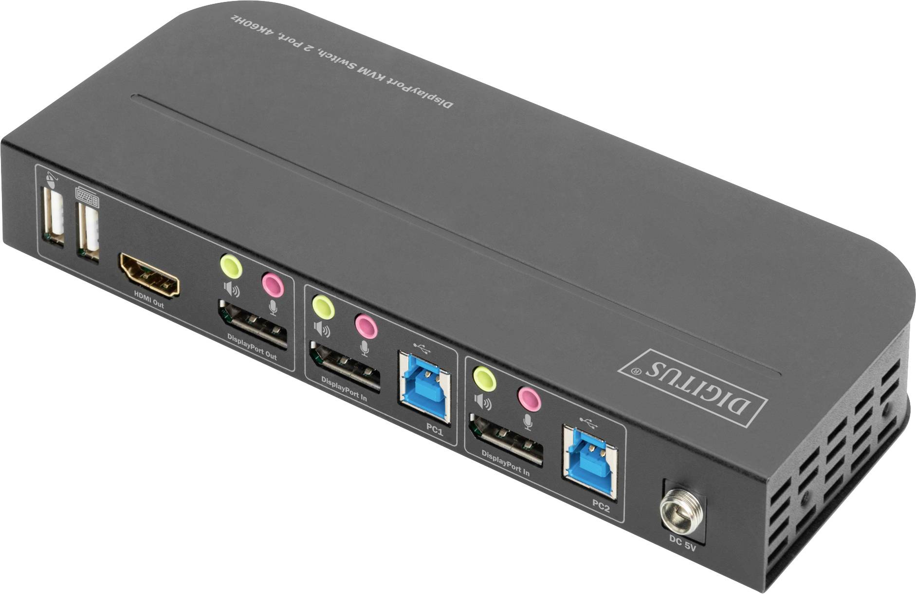 Digitus DS-12850 2+2 Port KVM-Umschalter DisplayPort®, HDMI Fernbedienung, Tastatur 3840 x 2160 Pixel