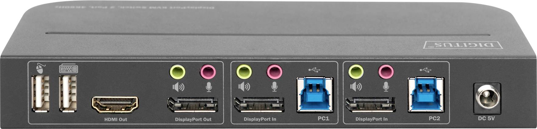 Digitus DS-12850 2+2 Port KVM-Umschalter DisplayPort®, HDMI Fernbedienung, Tastatur 3840 x 2160 Pixel