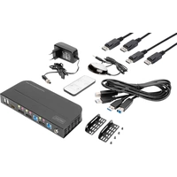 Digitus DS-12850 2+2 Port KVM-Umschalter DisplayPort®, HDMI Fernbedienung, Tastatur 3840 x 2160 Pixel Digitus DS-12850 2+2 Port KVM-Umschalter DisplayPort®, HDMI Fernbedienung, Tastatur 3840 x 2160 Pixel