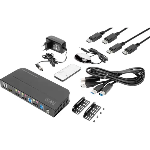 Digitus DS-12850 2+2 Port KVM-Umschalter DisplayPort®, HDMI Fernbedienung, Tastatur 3840 x 2160 Pixel Digitus DS-12850 2+2 Port KVM-Umschalter DisplayPort®, HDMI Fernbedienung, Tastatur 3840 x 2160 Pixel