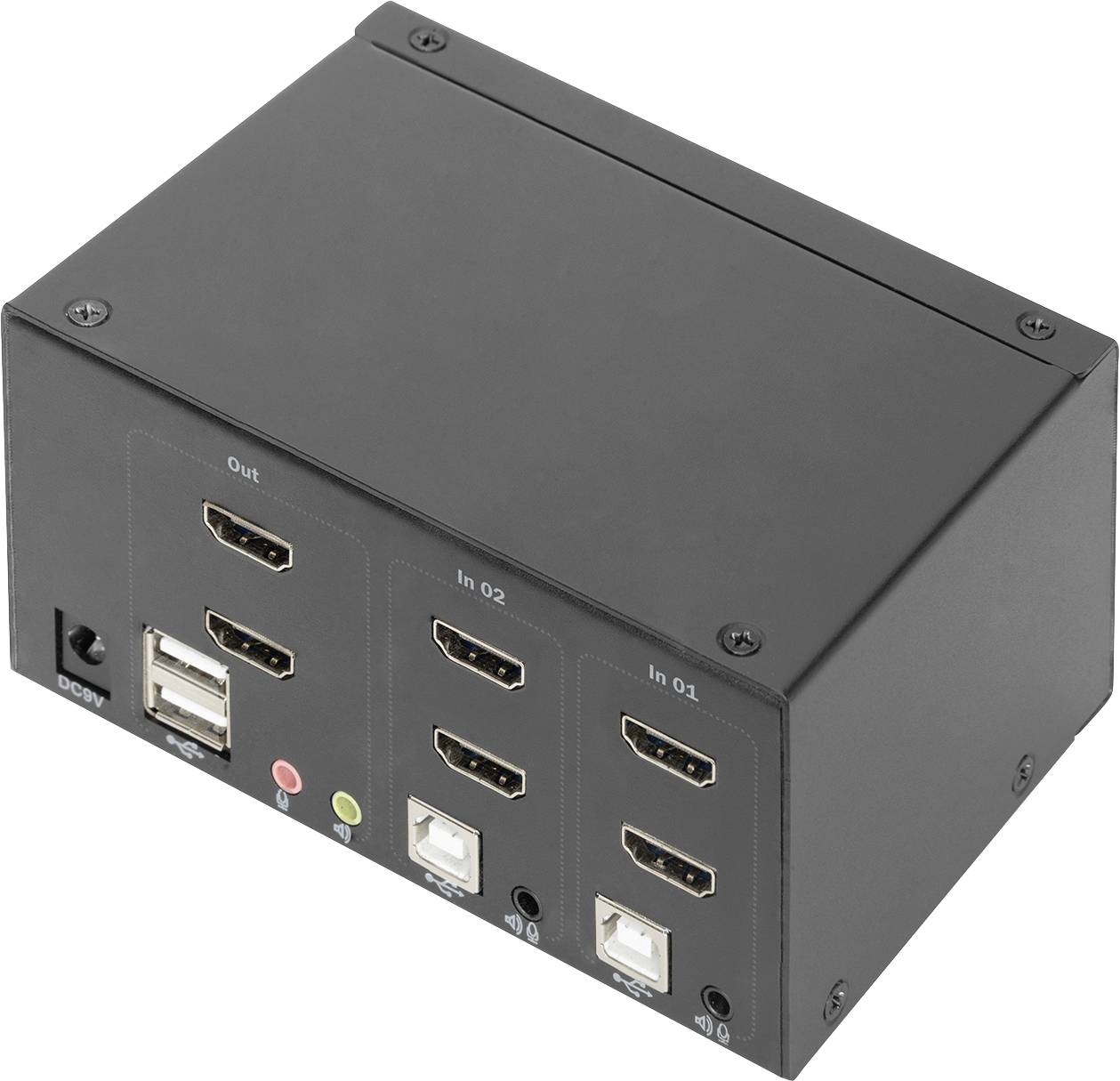 Digitus DS-12860 2+1 Port KVM-Umschalter HDMI Fernbedienung, Tastatur 3840 x 2160 Pixel
