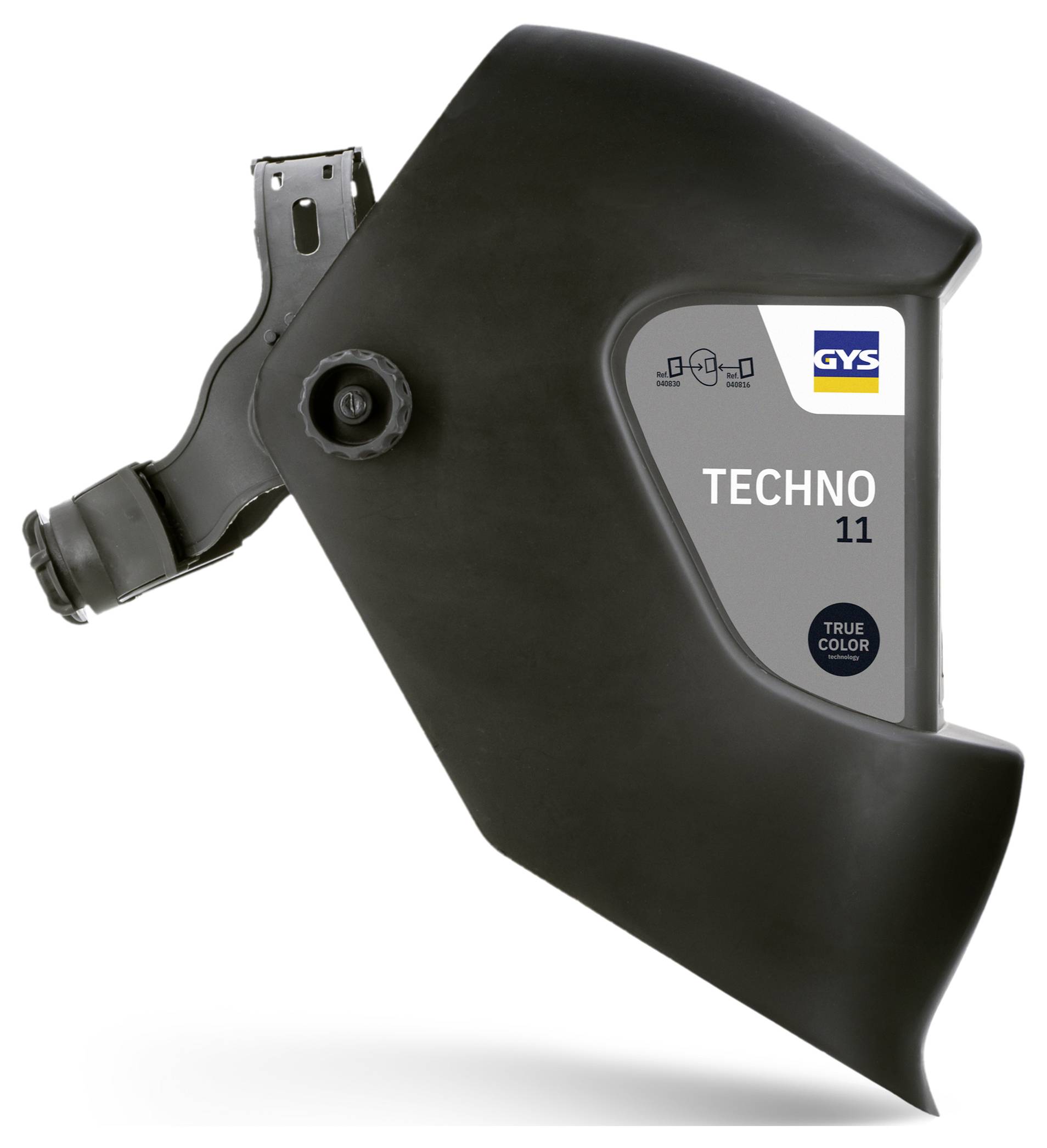Schwarzer Schweißhelm mit der Bezeichnung GYS Techno 11 mit „True Color
