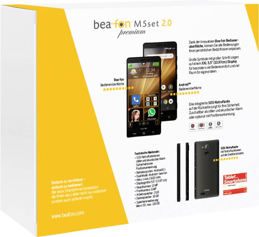 Beafon M5Set Smartphone 16 GB 5.5 Zoll (14 cm) Single-SIM Android™ 8.1 Schwarz