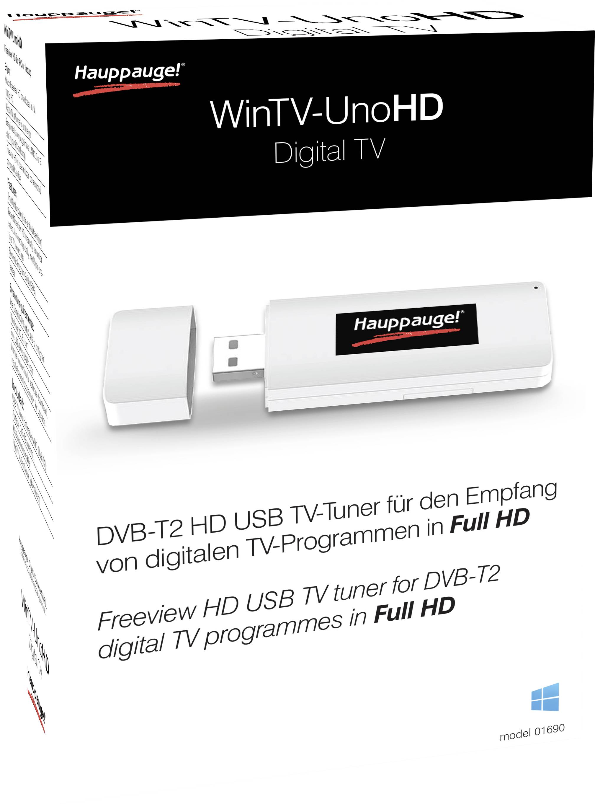 Hauppauge WinTV-UnoHD DVB-T, DVB-T2 TV-USB-Empfänger mit DVB-T Antenne