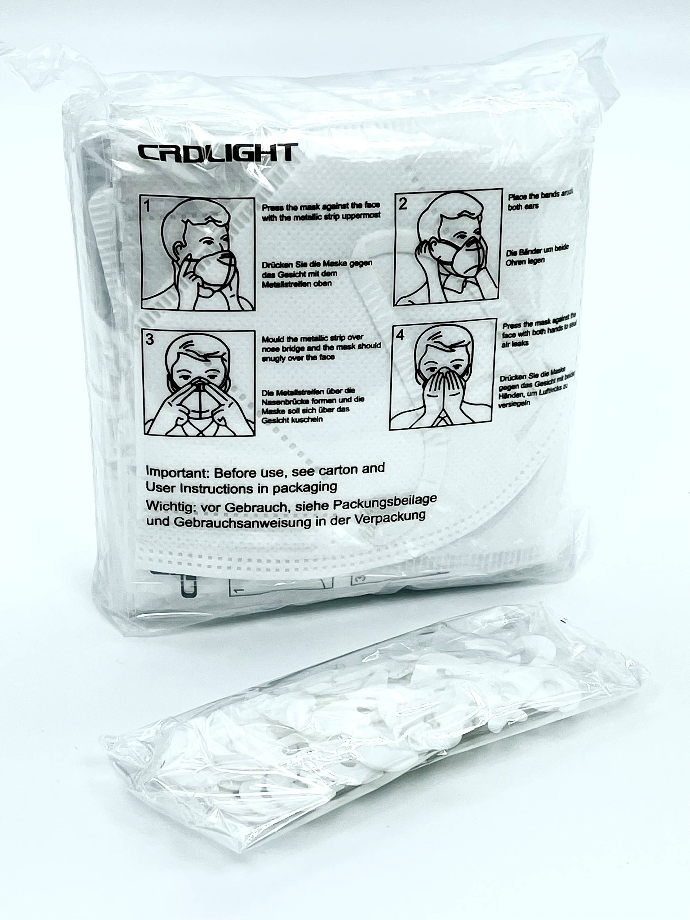 CRD Light CRDFFP2 Feinstaubmaske ohne Ventil FFP2 25 St. EN 149:2001 + A1:2009 DIN 149:2001 + A1:2009