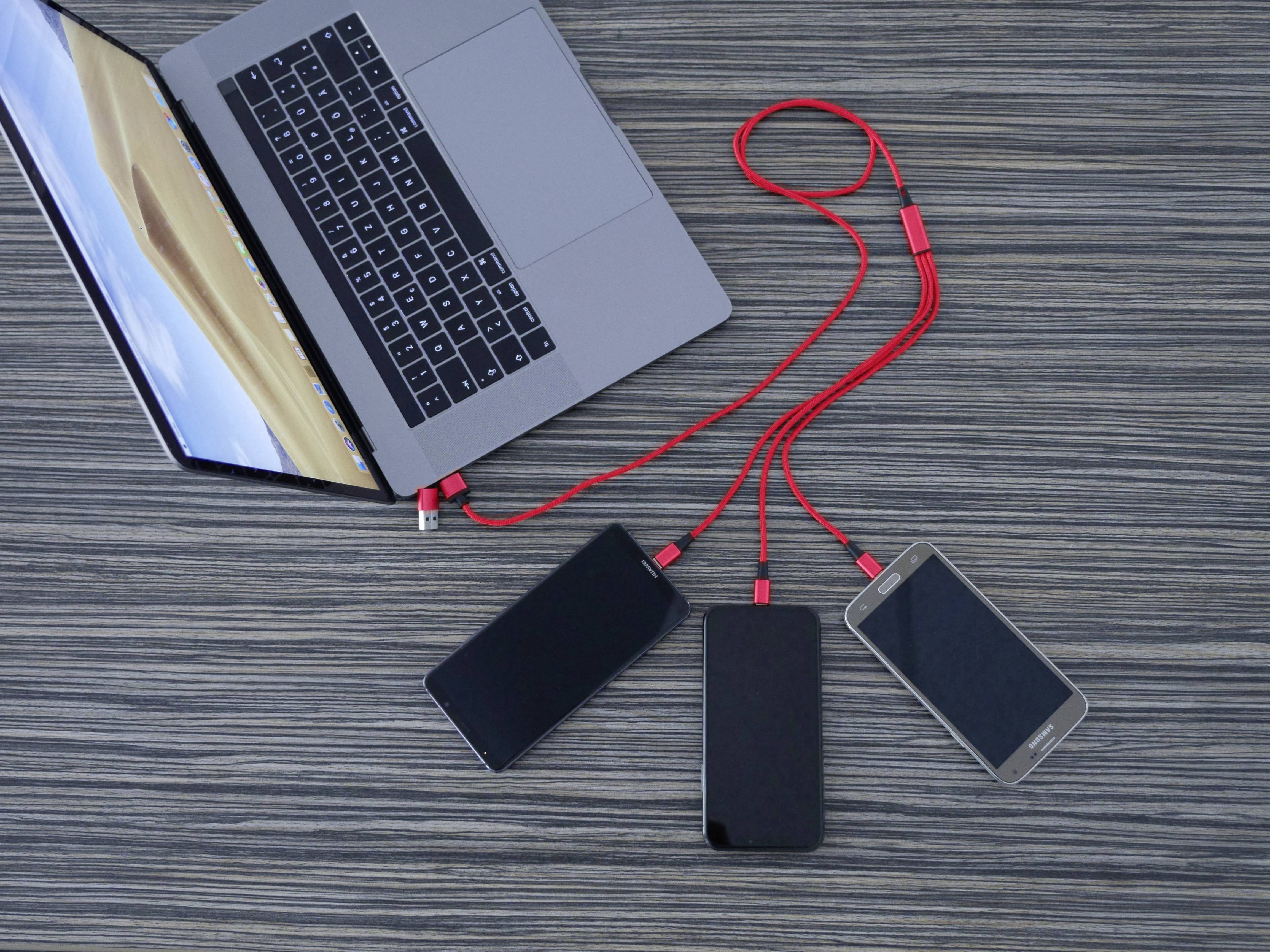 Smrter USB-Ladekabel USB 2.0 USB-A Stecker, USB-C® Stecker, Apple Lightning Stecker, USB-Micro-B Stecker 1.20m Rot