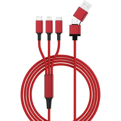 Smrter USB-Ladekabel USB 2.0 USB-A Stecker, USB-C® Stecker, Apple Lightning Stecker, USB-Micro-B Stecker 1.20m Rot Smrter USB-Ladekabel USB 2.0 USB-A Stecker, USB-C® Stecker, Apple Lightning Stecker, USB-Micro-B Stecker 1.20m Rot