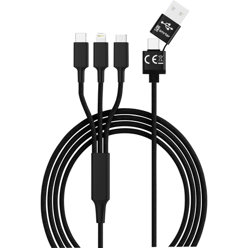 Smrter USB-Ladekabel USB 2.0 USB-A Stecker, USB-C® Stecker, Apple Lightning Stecker, USB-Micro-B Stecker 1.20m Schwarz Smrter USB-Ladekabel USB 2.0 USB-A Stecker, USB-C® Stecker, Apple Lightning Stecker, USB-Micro-B Stecker 1.20m Schwarz