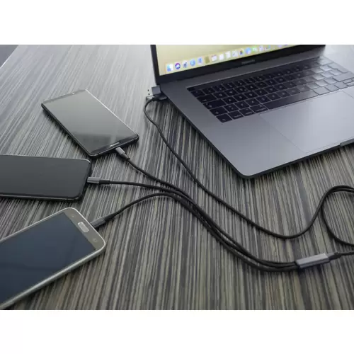Smrter USB-Ladekabel USB 2.0 USB-A Stecker, USB-C® Stecker, Apple Lightning Stecker, USB-Micro-B Stecker 1.20m Schwarz Smrter USB-Ladekabel USB 2.0 USB-A Stecker, USB-C® Stecker, Apple Lightning Stecker, USB-Micro-B Stecker 1.20m Schwarz