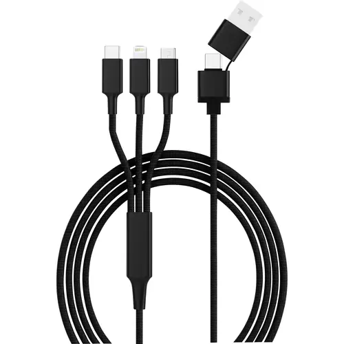 Smrter USB-Ladekabel USB 2.0 USB-A Stecker, USB-C® Stecker, Apple Lightning Stecker, USB-Micro-B Stecker 1.20m Schwarz Smrter USB-Ladekabel USB 2.0 USB-A Stecker, USB-C® Stecker, Apple Lightning Stecker, USB-Micro-B Stecker 1.20m Schwarz