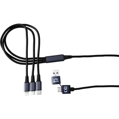 Smrter USB-Ladekabel USB 2.0 USB-A Stecker, USB-C® Stecker, Apple Lightning Stecker, USB-Micro-B Stecker 1.20m Schwarz Smrter USB-Ladekabel USB 2.0 USB-A Stecker, USB-C® Stecker, Apple Lightning Stecker, USB-Micro-B Stecker 1.20m Schwarz