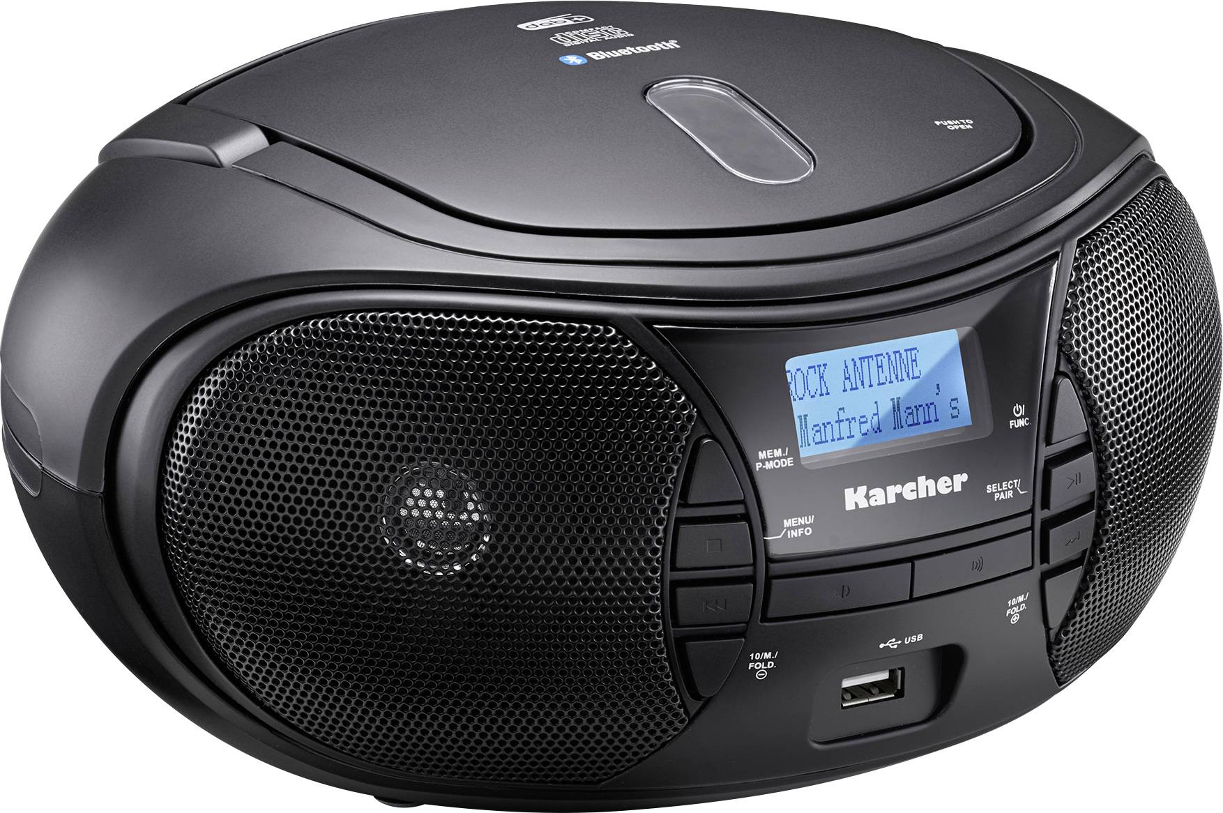 Karcher RR 5028D CD-Radio DAB+, UKW Bluetooth®, USB, AUX Schwarz