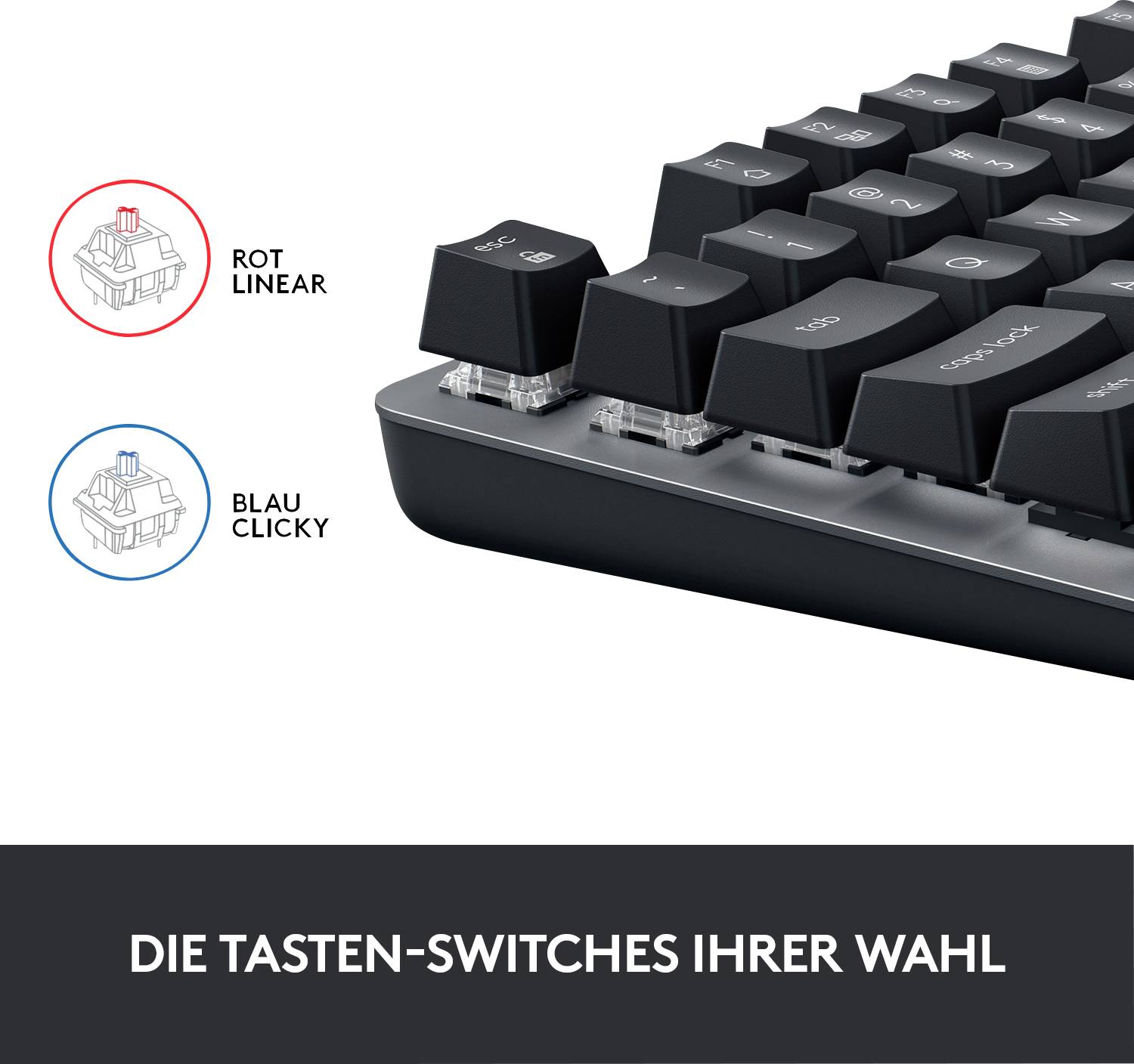 Logitech K835 TKL Kabelgebunden Gaming-Tastatur Switch: Red Deutsch, QWERTZ