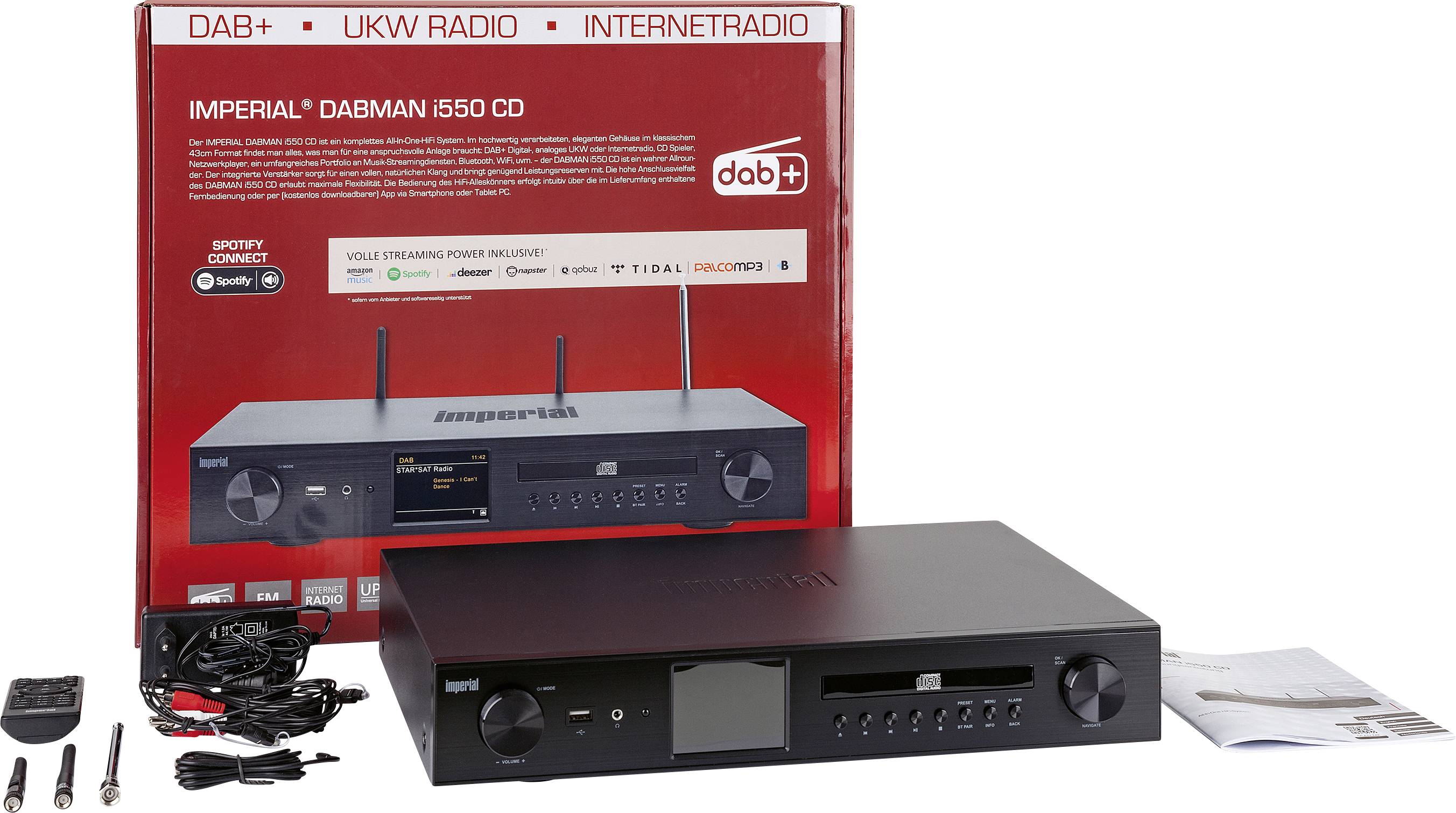 Imperial DABMAN i550CD Netzwerk Stereo Receiver 2x42 W Schwarz Bluetooth®, DAB+, Internetradio, USB, WLAN