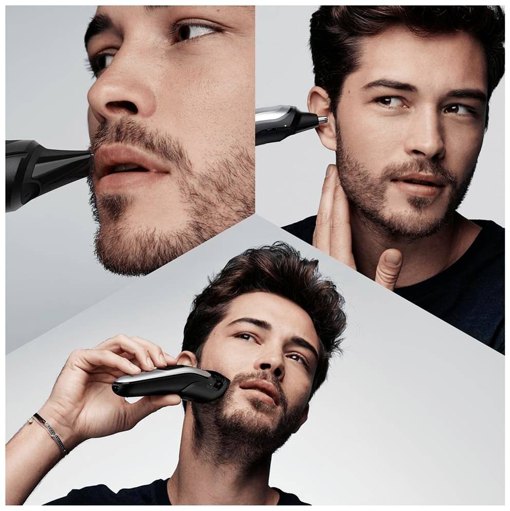 Braun MultiGroomingKit MGK7220 Bartschneider, Haarschneider, Körperhaartrimmer, Ohr-, Nasenhaartrimmer, Präzisions Trimmer, Rasierer abwaschbar Silb
