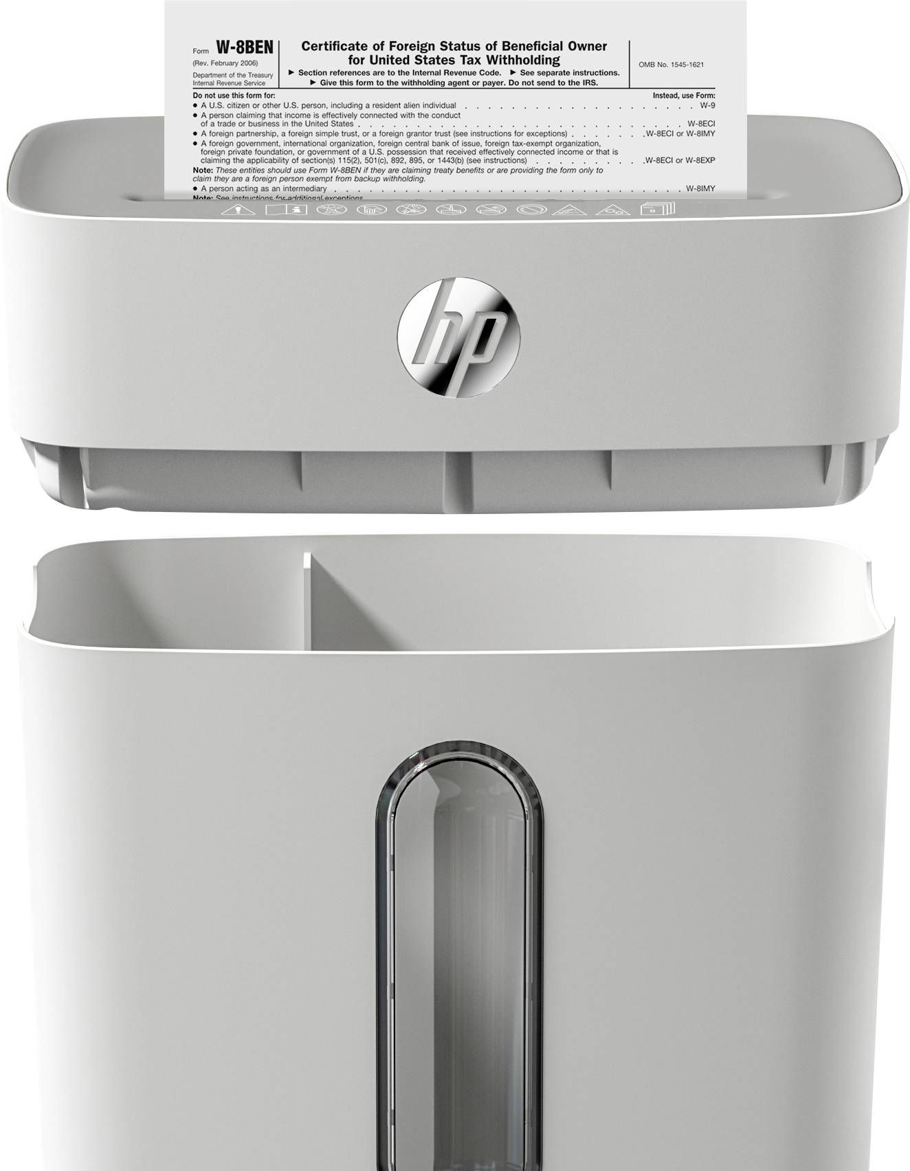 HP OneShred 8CC Aktenvernichter 8 Blatt Partikelschnitt 5 x 18mm P-4 15l Vernichtet auch Büroklammern, Kreditkarte, Heftklammern