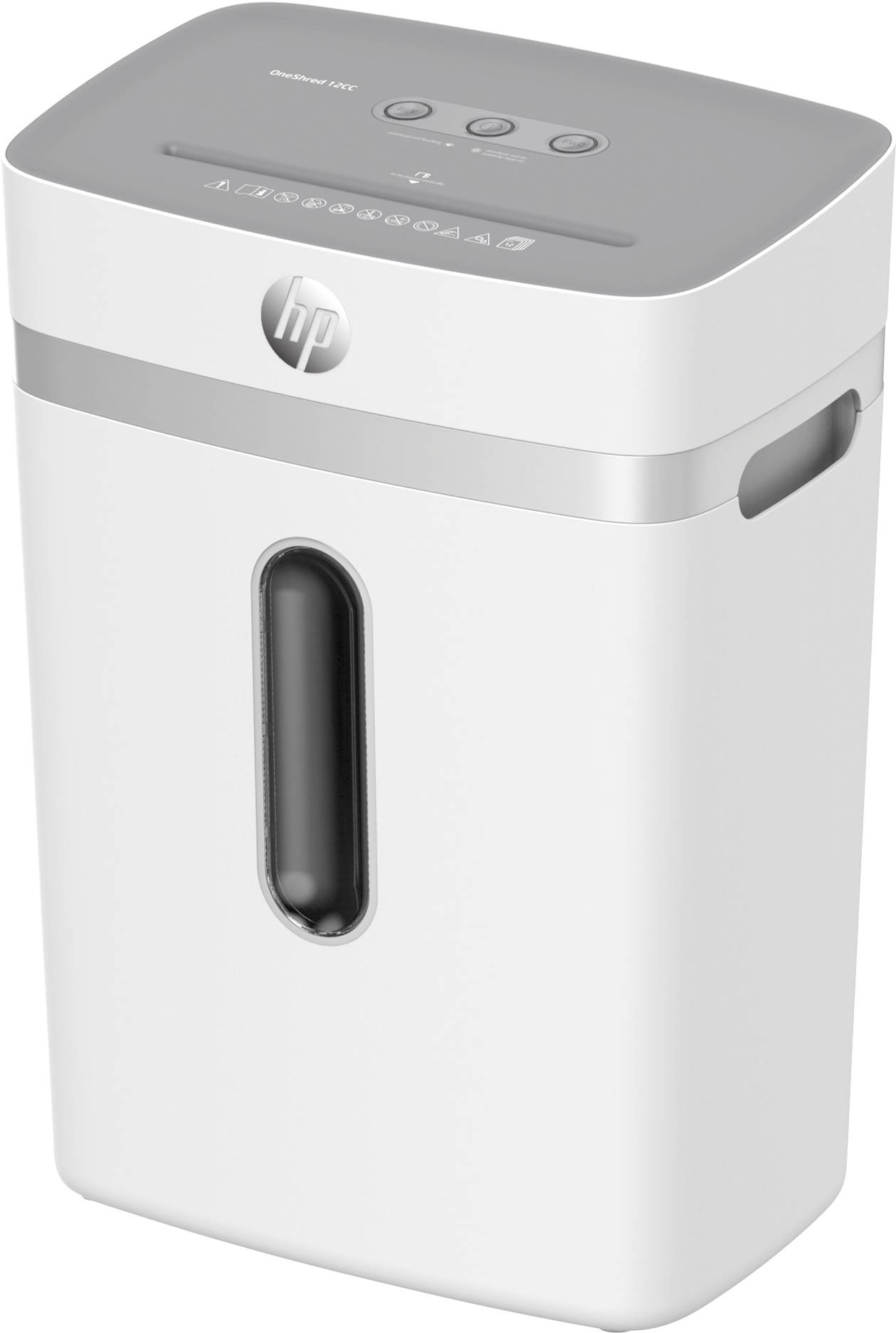 HP OneShred 12CC Aktenvernichter 12 Blatt Partikelschnitt 4 x 35mm P-4 23l Vernichtet auch Büroklammern, Kreditkarte, Heftklammern