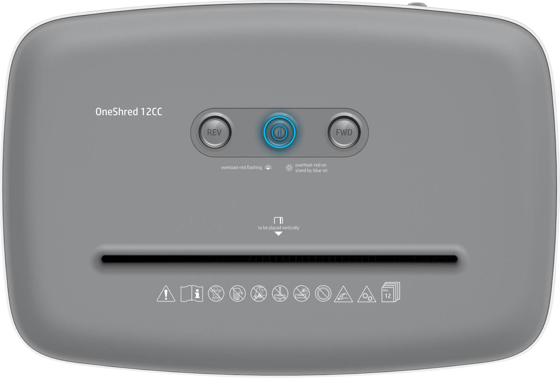 HP OneShred 12CC Aktenvernichter 12 Blatt Partikelschnitt 4 x 35mm P-4 23l Vernichtet auch Büroklammern, Kreditkarte, Heftklammern