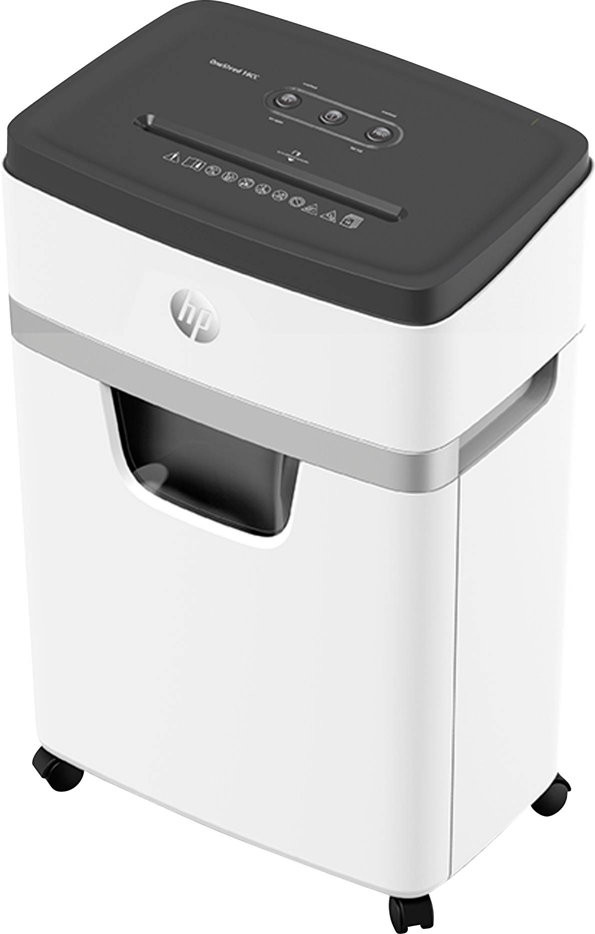 HP OneShred 18CC Aktenvernichter 18 Blatt Partikelschnitt 4 x 35 mm P-4 25 l Vernichtet auch Büroklammern, Kreditkarten, Heftklammern