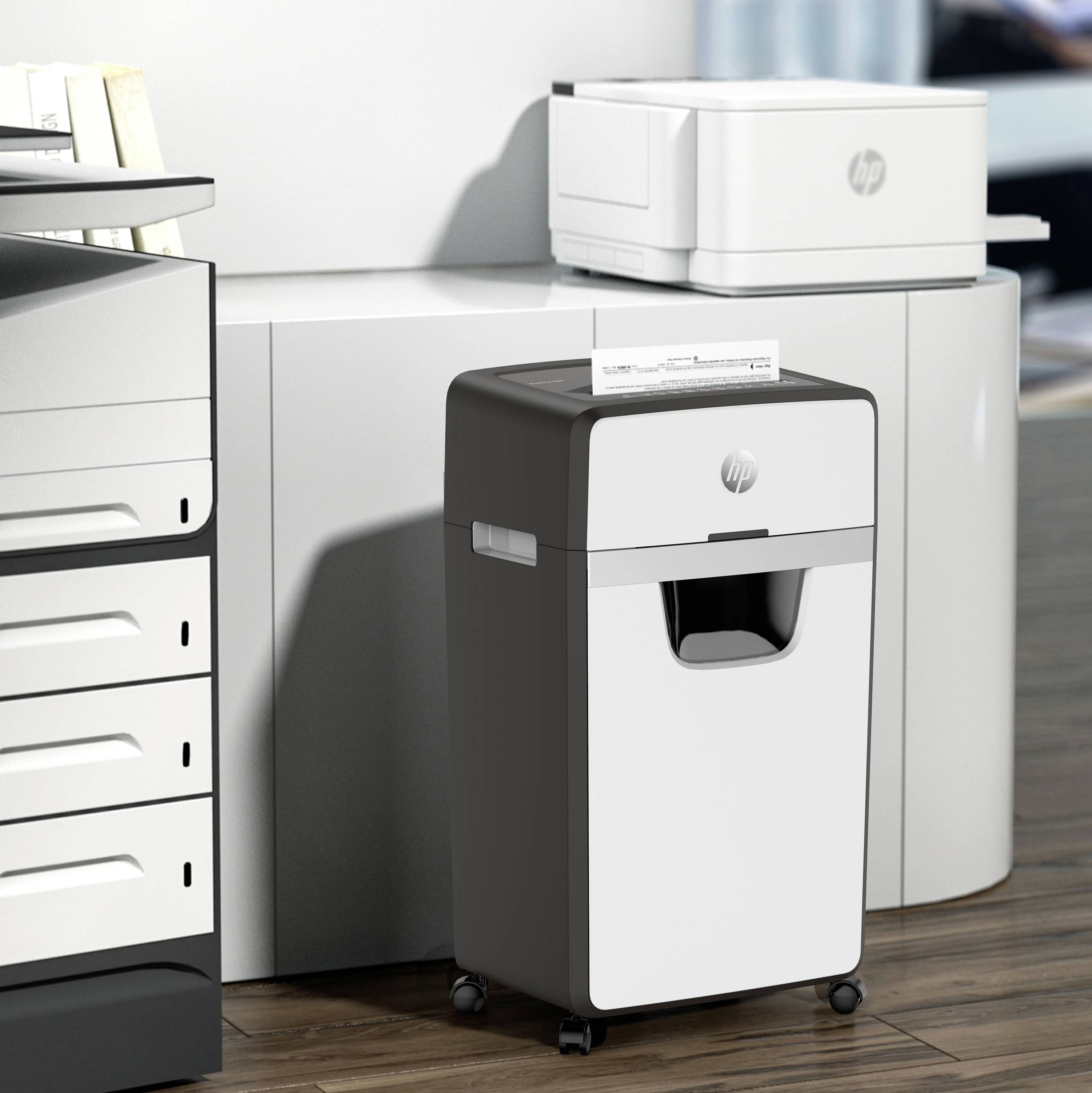 HP OneShred 24CC Aktenvernichter 24 Partikelschnitt 4 x 35 mm 30 l Vernichtet auch Büroklammern, Kreditkarte, Heftklammern