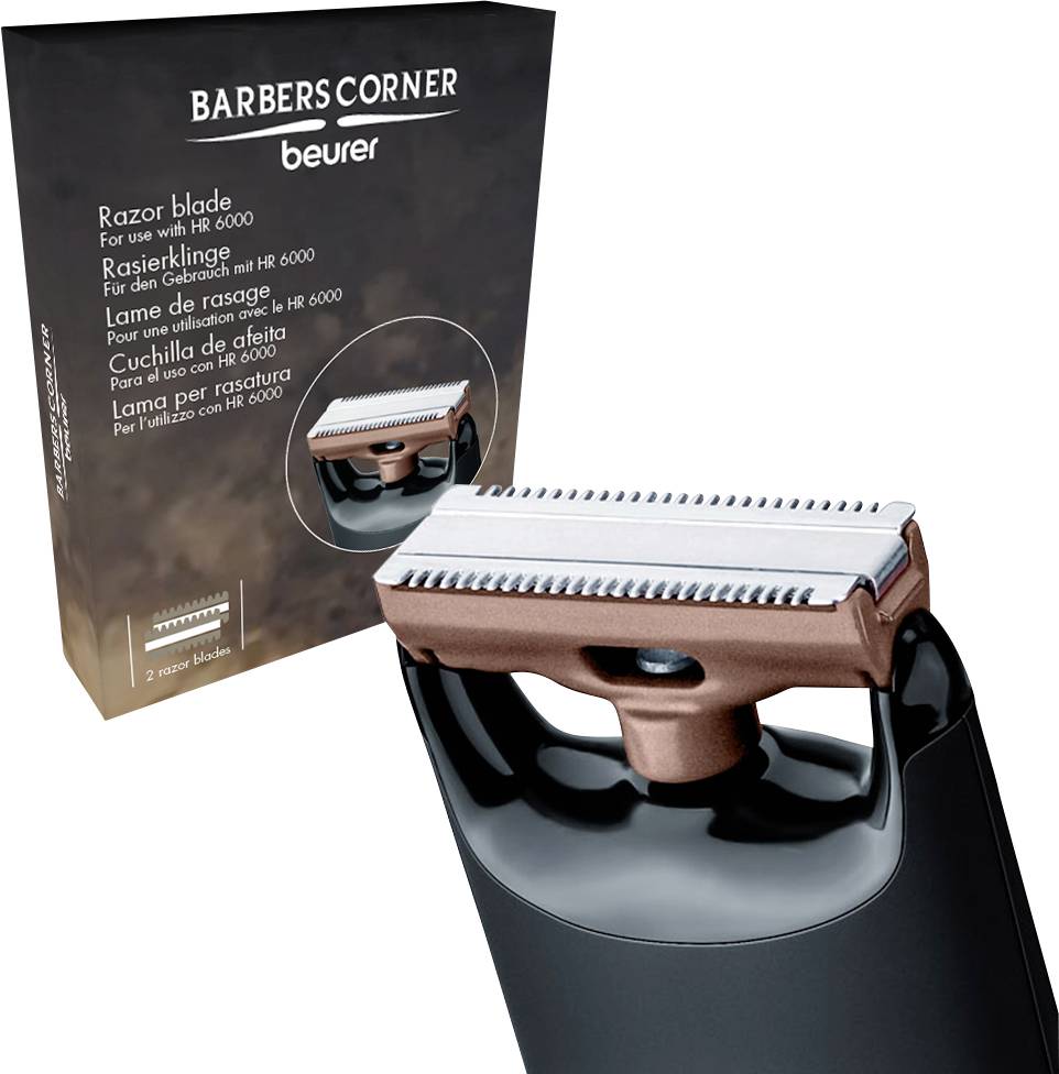 'Rasierklinge für Bartschneider, passend für HR 6000. Verpackung zeigt Produktbild und den Text 