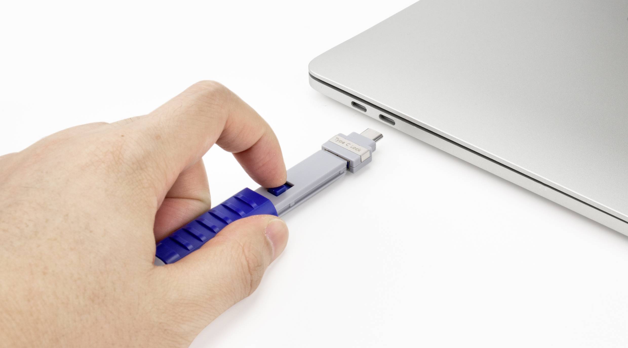 Renkforce USB Port Schloss RF-4696494 4er Set Blau, Grau inkl. 1 Schlüssel RF-4696494