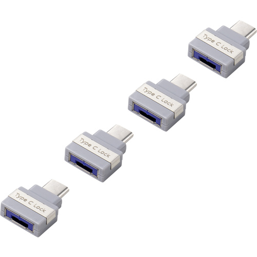 Renkforce USB Port Schloss RF-4696496 4er Set Silber, Grau RF-4696496