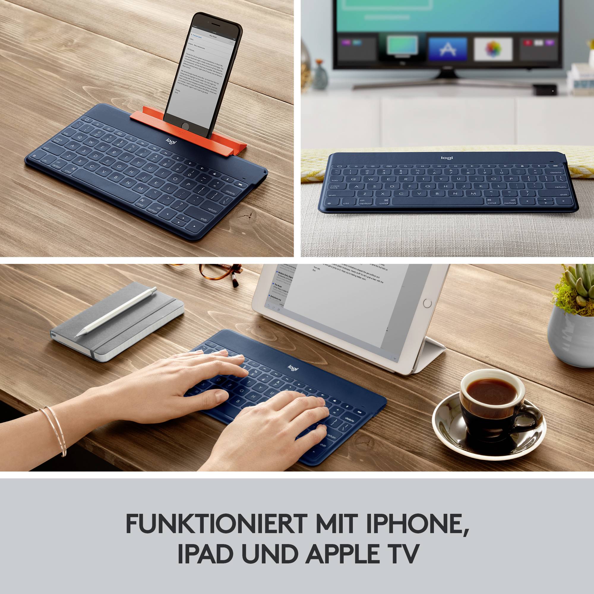 Logitech Keys-To-Go Tablet-Tastatur Passend für Marke (Tablet): Apple iPad, iPhone, Apple TV Apple iOS®