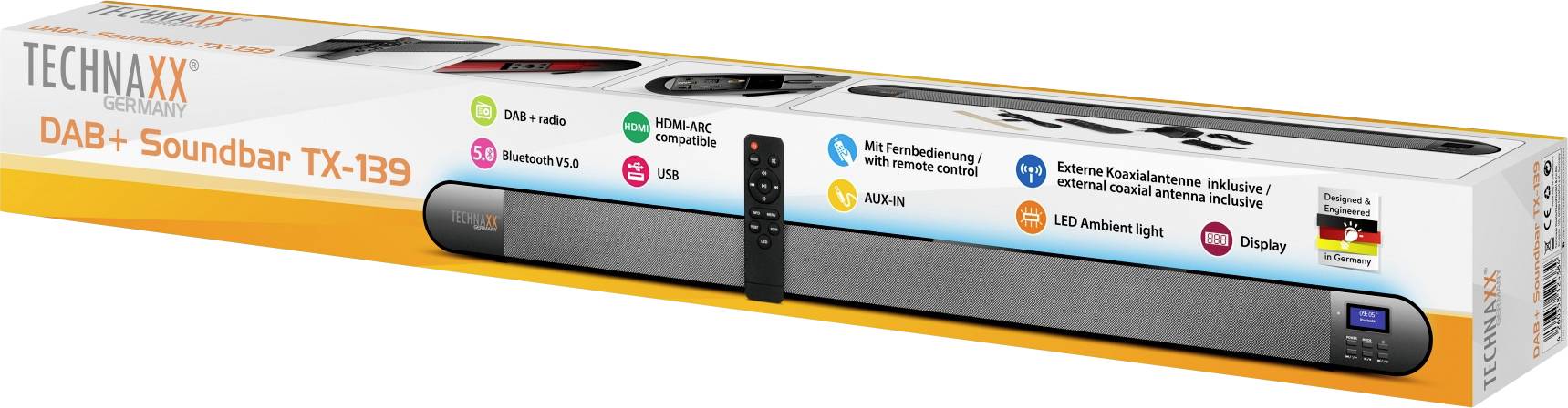Technaxx TX-139 Soundbar 3-farbig Bluetooth®, USB, Lautsprecherbeleuchtung