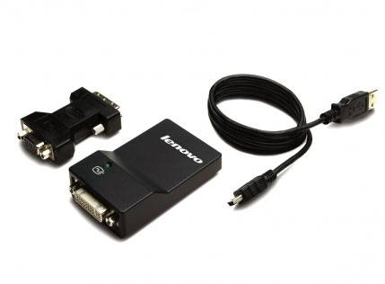 Lenovo 0B47072 USB 3.2 Gen 1 (USB 3.0) / DVI Adapter [1x USB, DVI-Buchse 24+5pol. - 1x VGA-Buchse] Schwarz