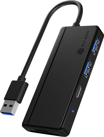 ICY BOX IB-HUB1423CR-U3 2+1 Port USB 3.2 Gen 1-Hub (USB 3.0) Schwarz
