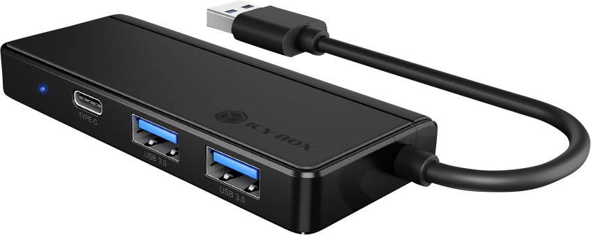 ICY BOX 60795 USB-Hub 2+1 Port USB-A (USB 3.2 Gen 1), USB-A (USB 3.2 Gen 1) Schwarz IB-HUB1423CR-U3