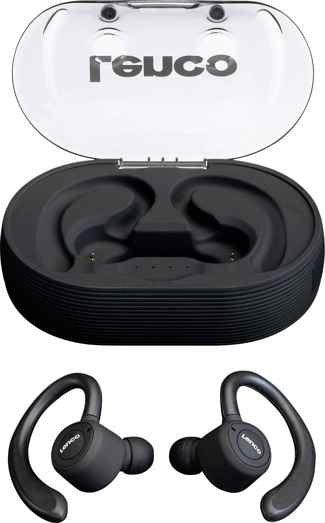 Lenco EPB-460BK In Ear Headset Bluetooth® Schwarz Headset, Ohrbügel, Schweißresistent Sport