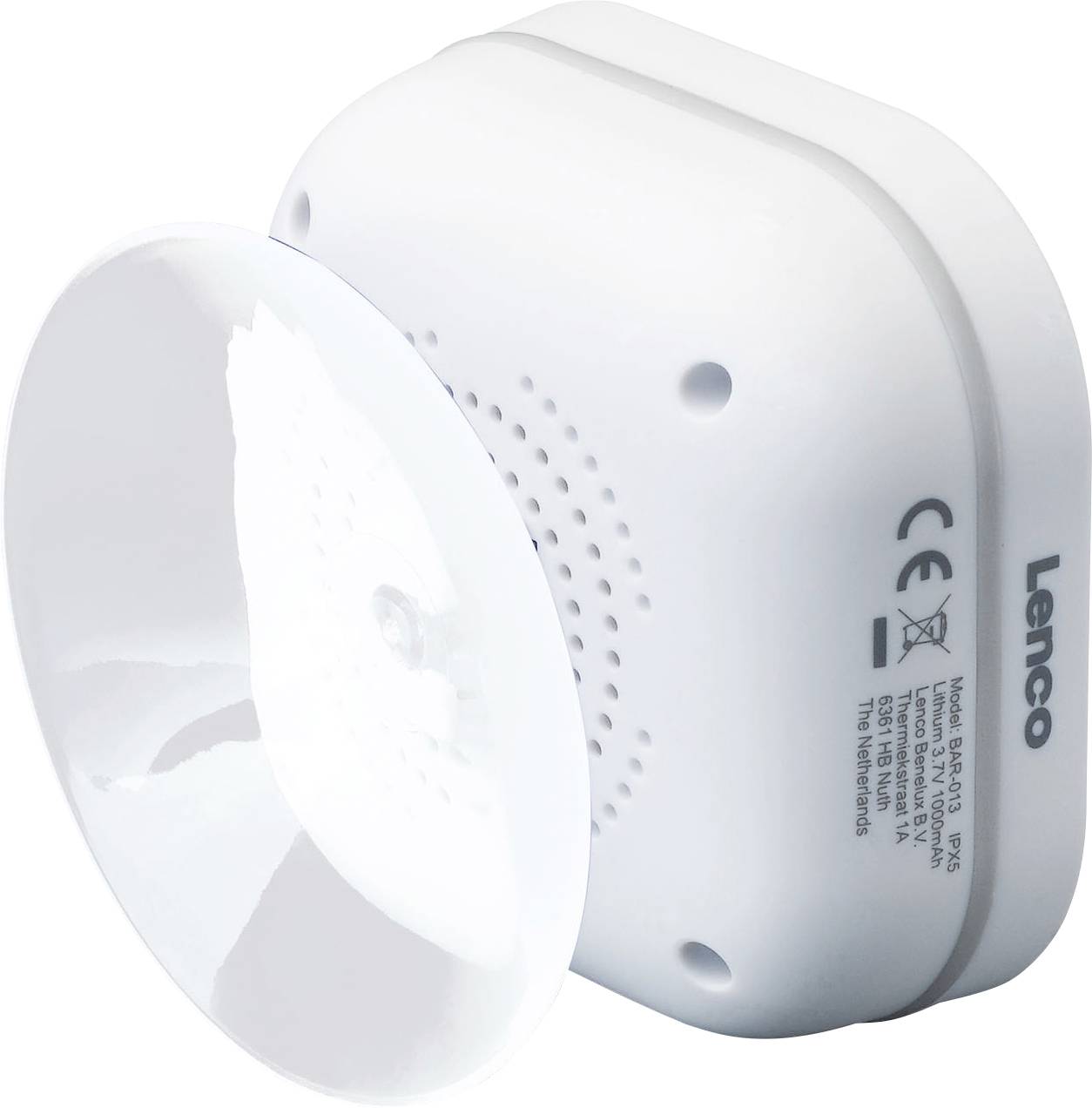 Lenco BAR-013 Badradio UKW Bluetooth®, UKW spritzwassergeschützt, wiederaufladbar Weiß