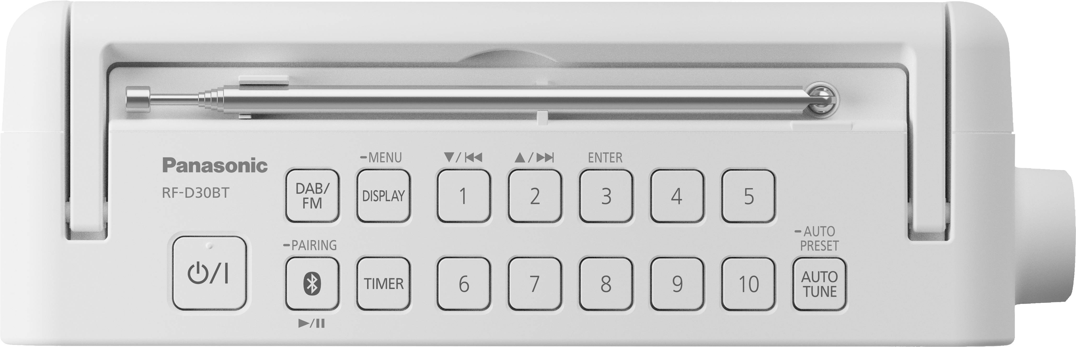 Panasonic RF-D30BTEG-W Küchenradio DAB+, UKW Bluetooth®, AUX Weckfunktion, spritzwassergeschützt Weiß