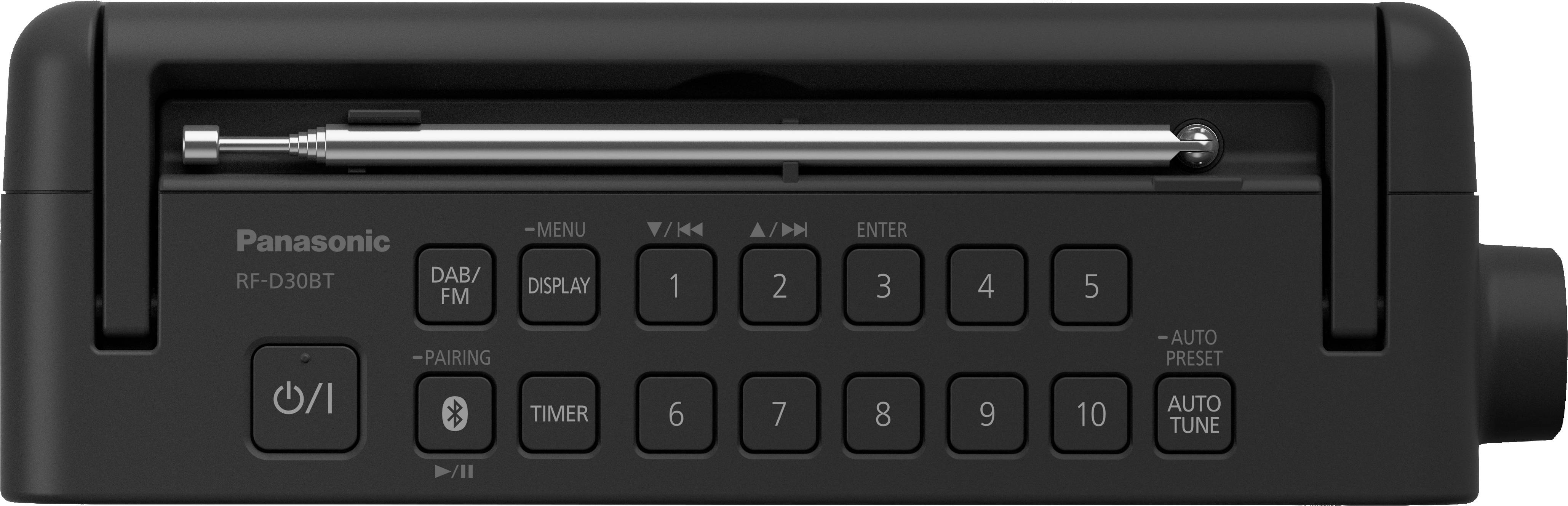 Panasonic RF-D30BTEG-K Küchenradio DAB+, UKW Bluetooth®, AUX Weckfunktion, spritzwassergeschützt Schwarz