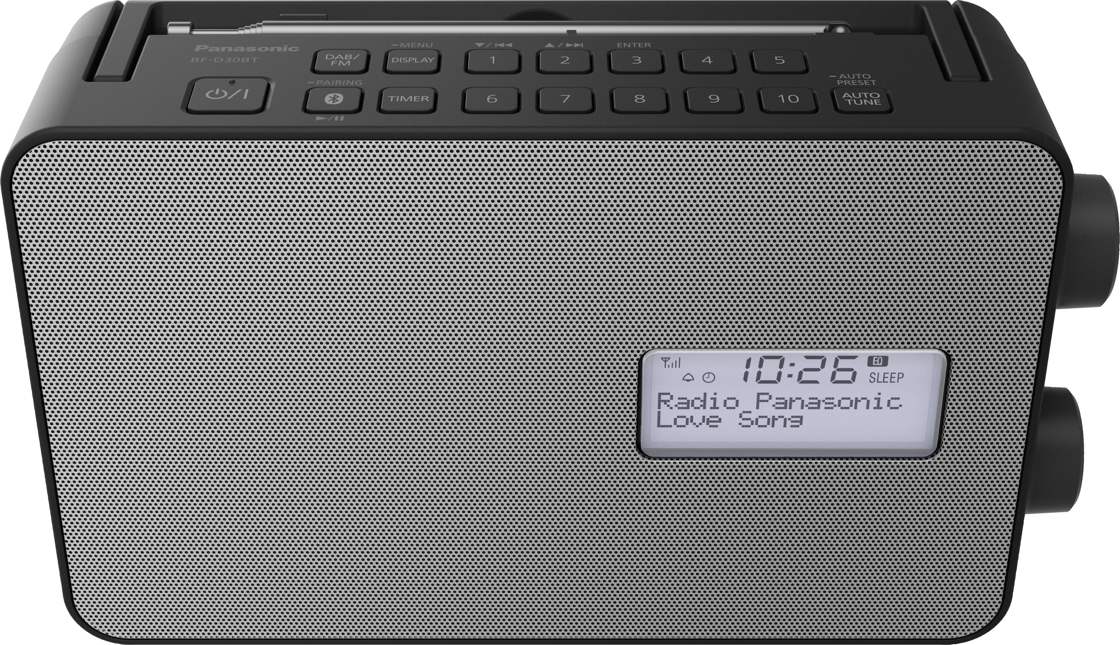 Panasonic RF-D30BTEG-K Küchenradio DAB+, UKW Bluetooth®, AUX Weckfunktion, spritzwassergeschützt Schwarz