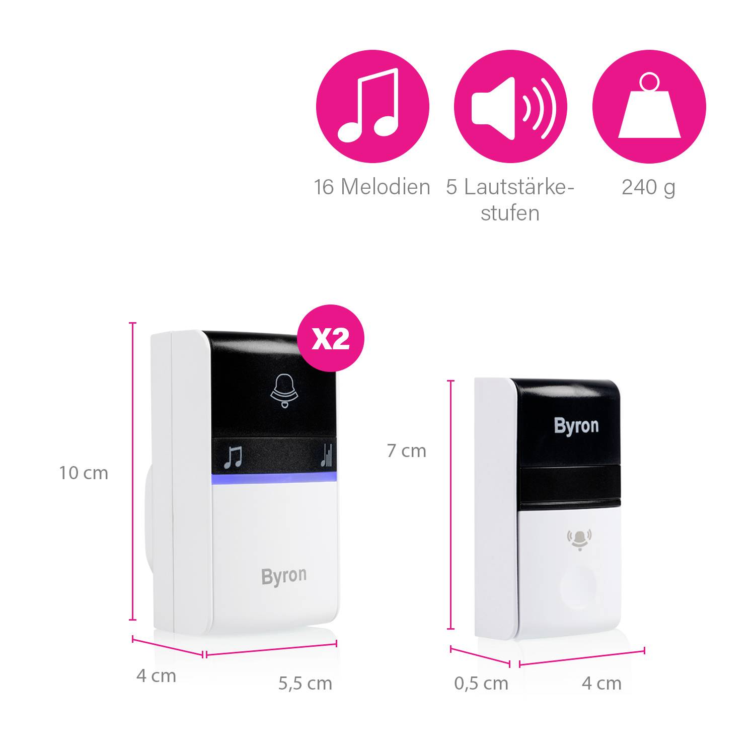 Byron DBY-23415 Funkklingel Komplett-Set
