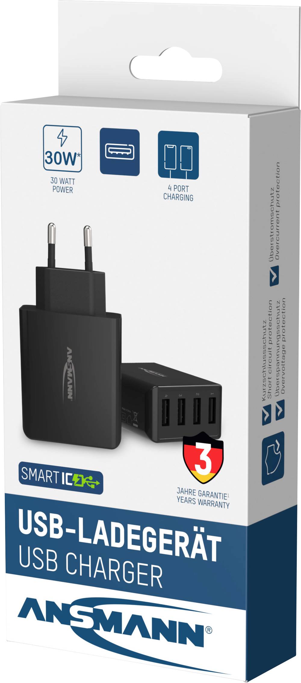 Ansmann HomeCharger HC430 USB-Ladegerät 30 W Steckdose Ausgangsstrom (max.) 6000 mA USB 2.0 Buchse A Anzahl Ausgänge: 4 x